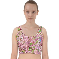 Almond Tree In Bloom Velvet Racer Back Crop Top by FunnyCow