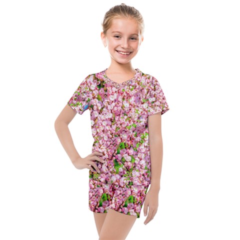 Almond Tree In Bloom Kids  Mesh Tee And Shorts Set by FunnyCow