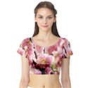 Blooming Almond At Sunset Short Sleeve Crop Top View1