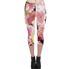 Blooming Almond At Sunset Capri Leggings  by FunnyCow