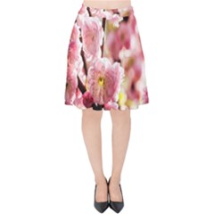 Blooming Almond At Sunset Velvet High Waist Skirt by FunnyCow