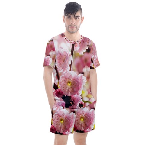 Blooming Almond At Sunset Men s Mesh Tee And Shorts Set by FunnyCow