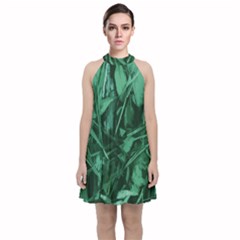 Green Camo Print Velvet Halter Neckline Dress  by DesignsbyDana