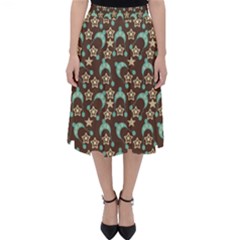 Brown With Blue Hats Folding Skater Skirt by snowwhitegirl