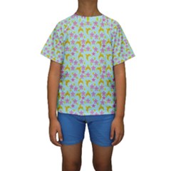 Blue Star Yellow Hats Kids  Short Sleeve Swimwear by snowwhitegirl