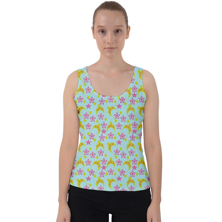 Blue Star Yellow Hats Velvet Tank Top