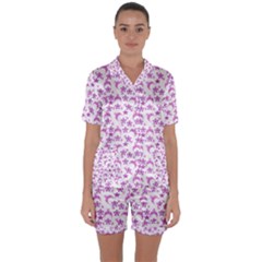 Violet Winter Hats Satin Short Sleeve Pyjamas Set