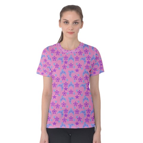 Pink Star Blue Hats Women s Cotton Tee by snowwhitegirl