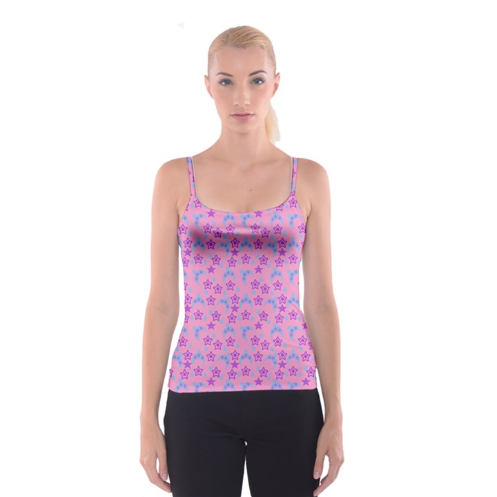 Pink Star Blue Hats Spaghetti Strap Top