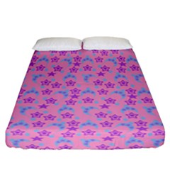 Pink Star Blue Hats Fitted Sheet (california King Size) by snowwhitegirl