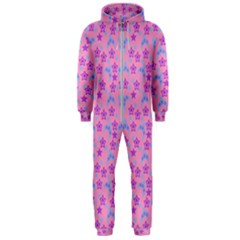 Pink Star Blue Hats Hooded Jumpsuit (men)  by snowwhitegirl