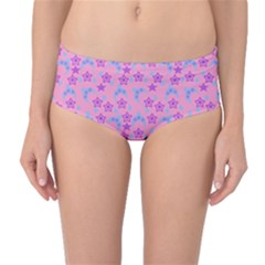 Pink Star Blue Hats Mid-waist Bikini Bottoms by snowwhitegirl