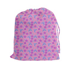 Pink Star Blue Hats Drawstring Pouches (xxl) by snowwhitegirl