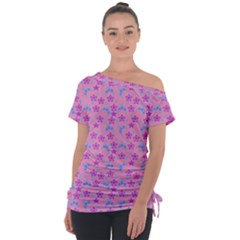 Pink Star Blue Hats Tie-up Tee