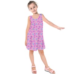 Pink Star Blue Hats Kids  Sleeveless Dress by snowwhitegirl