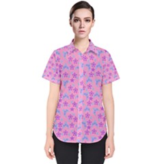 Pink Star Blue Hats Women s Short Sleeve Shirt