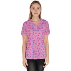 Pink Star Blue Hats Scrub Top by snowwhitegirl