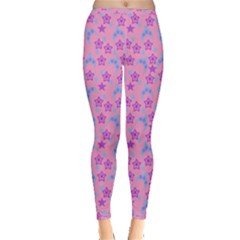 Pink Star Blue Hats Inside Out Leggings by snowwhitegirl