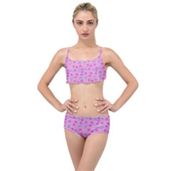 Pink Star Blue Hats Layered Top Bikini Set