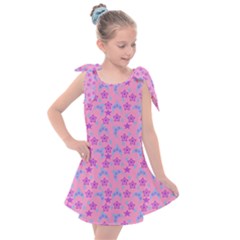 Pink Star Blue Hats Kids  Tie Up Tunic Dress