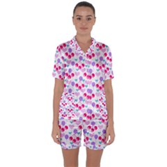 Pastel Cherries Satin Short Sleeve Pyjamas Set by snowwhitegirl