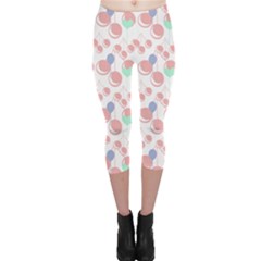 Bubblegum Cherry White Capri Leggings  by snowwhitegirl