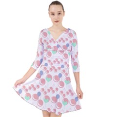 Bubblegum Cherry White Quarter Sleeve Front Wrap Dress by snowwhitegirl