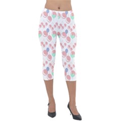 Bubblegum Cherry White Lightweight Velour Capri Leggings 