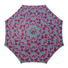 Bubblegum Cherry Blue Golf Umbrellas by snowwhitegirl