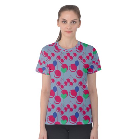 Bubblegum Cherry Blue Women s Cotton Tee by snowwhitegirl