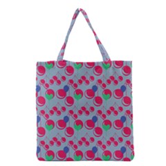 Bubblegum Cherry Blue Grocery Tote Bag by snowwhitegirl