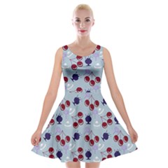 Sky Cherry Velvet Skater Dress