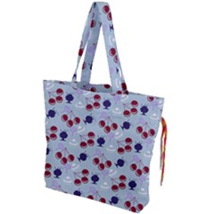 Sky Cherry Drawstring Tote Bag by snowwhitegirl