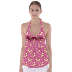 Yellow Pink Cherries Babydoll Tankini Top by snowwhitegirl