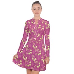 Yellow Pink Cherries Long Sleeve Panel Dress