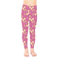 Yellow Pink Cherries Kids  Legging by snowwhitegirl