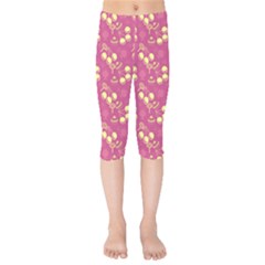 Yellow Pink Cherries Kids  Capri Leggings  by snowwhitegirl