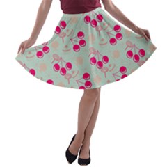 Bubblegum Cherry A-line Skater Skirt by snowwhitegirl