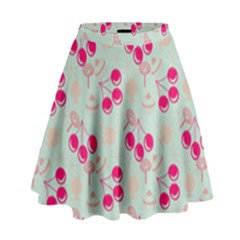 Bubblegum Cherry High Waist Skirt by snowwhitegirl