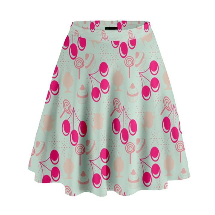 Bubblegum Cherry High Waist Skirt