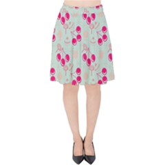 Bubblegum Cherry Velvet High Waist Skirt by snowwhitegirl