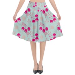 Bubblegum Cherry Flared Midi Skirt by snowwhitegirl