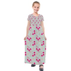 Bubblegum Cherry Kids  Short Sleeve Maxi Dress by snowwhitegirl