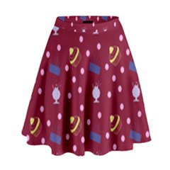 Cakes And Sundaes Red High Waist Skirt by snowwhitegirl