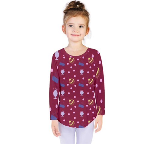 Cakes And Sundaes Red Kids  Long Sleeve Tee by snowwhitegirl