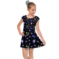 Cakes And Sundaes Black Kids Cap Sleeve Dress