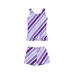 Violet Stripes Kid s Boyleg Swimsuit by snowwhitegirl