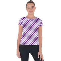 Violet Stripes Short Sleeve Sports Top  by snowwhitegirl