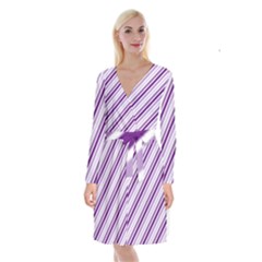 Violet Stripes Long Sleeve Velvet Front Wrap Dress by snowwhitegirl