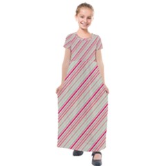 Candy Diagonal Lines Kids  Short Sleeve Maxi Dress by snowwhitegirl